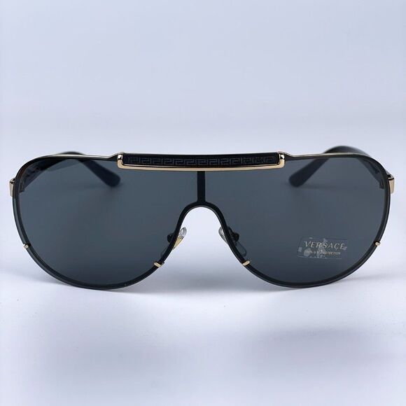NEW Versace VE2140 100287 Black Gray Mirrored Shield Unisex Sunglasses main image 13